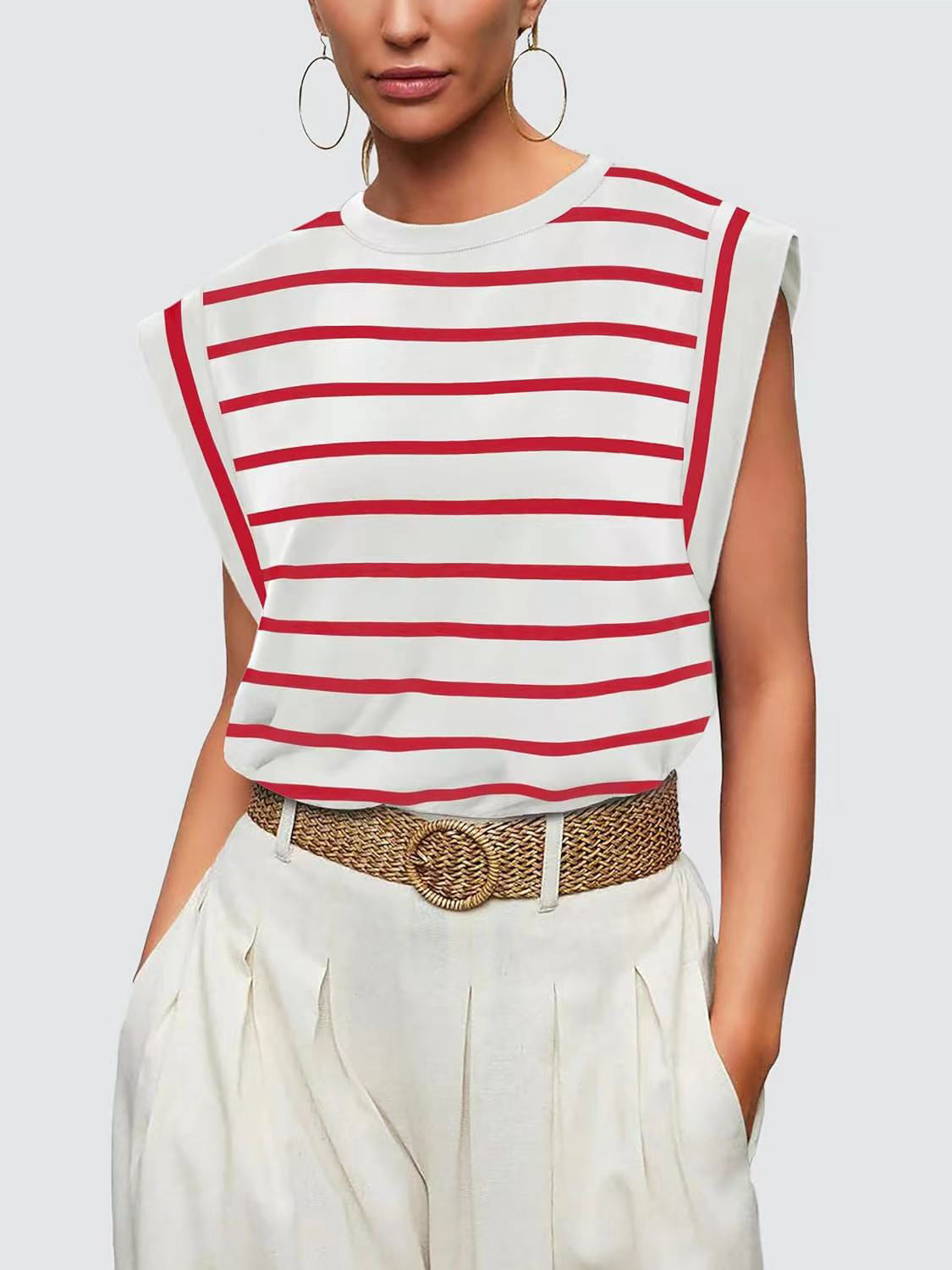 Striped Cap Sleeve T-Shirt