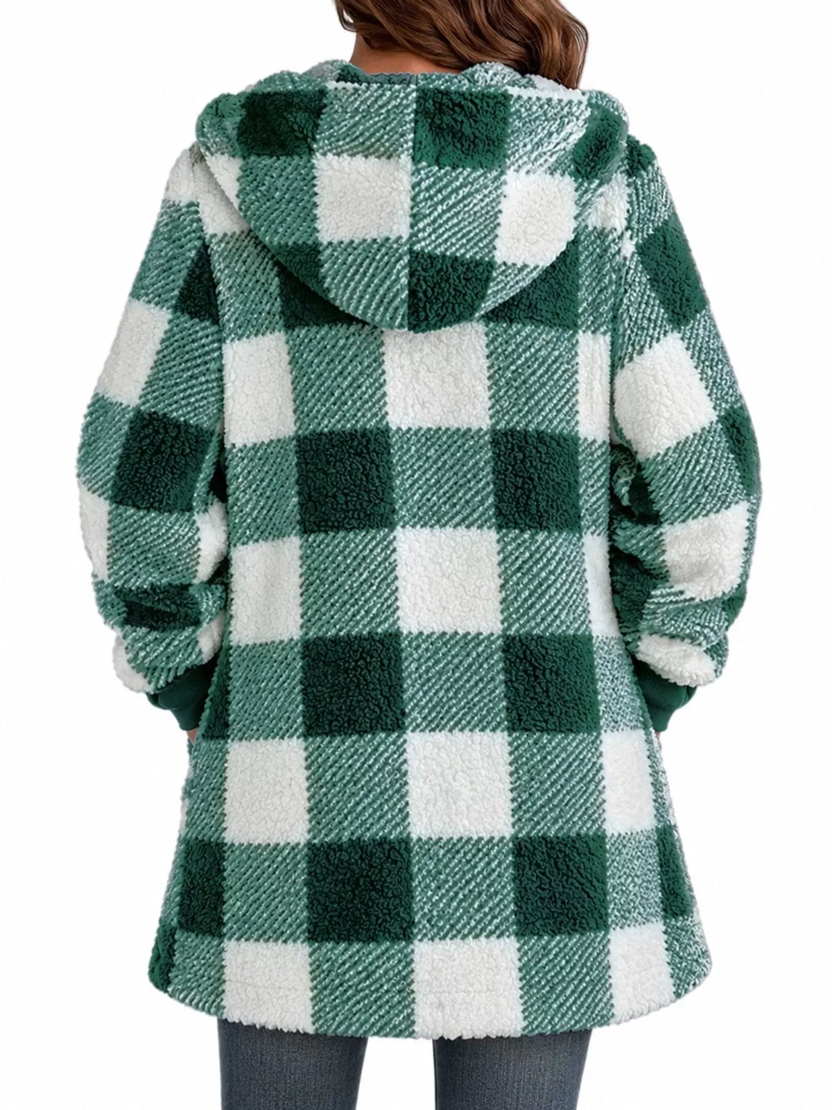 Plaid sherpa hooded jacket, view 20