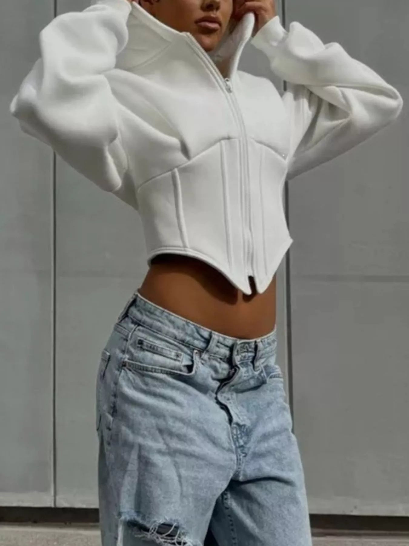 Zip-Up Cropped Hoodie