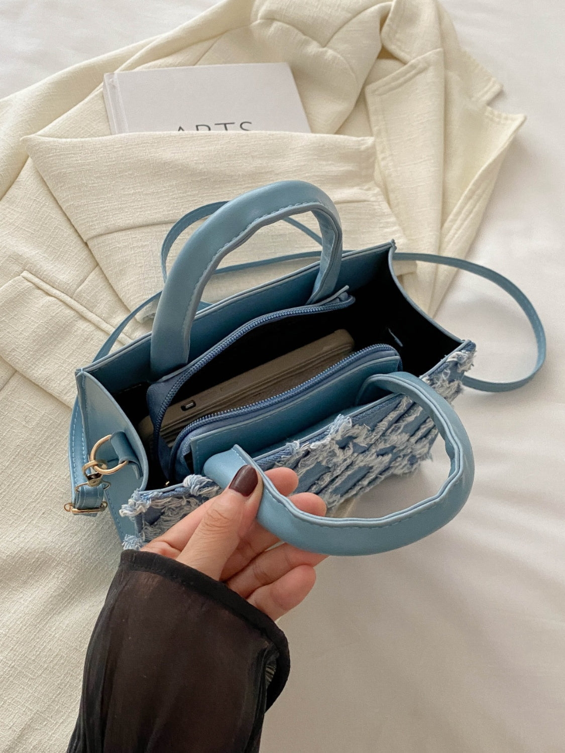 Raw Hem Denim Handbag