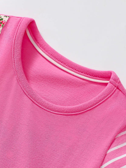 Children's Bunny Striped Short Sleeve Dress