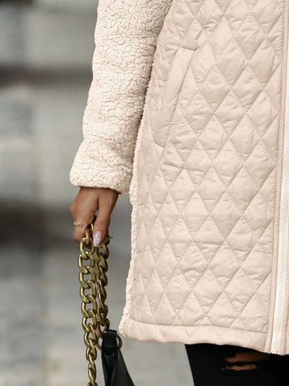 Textured Long Sleeve Hooded Coat