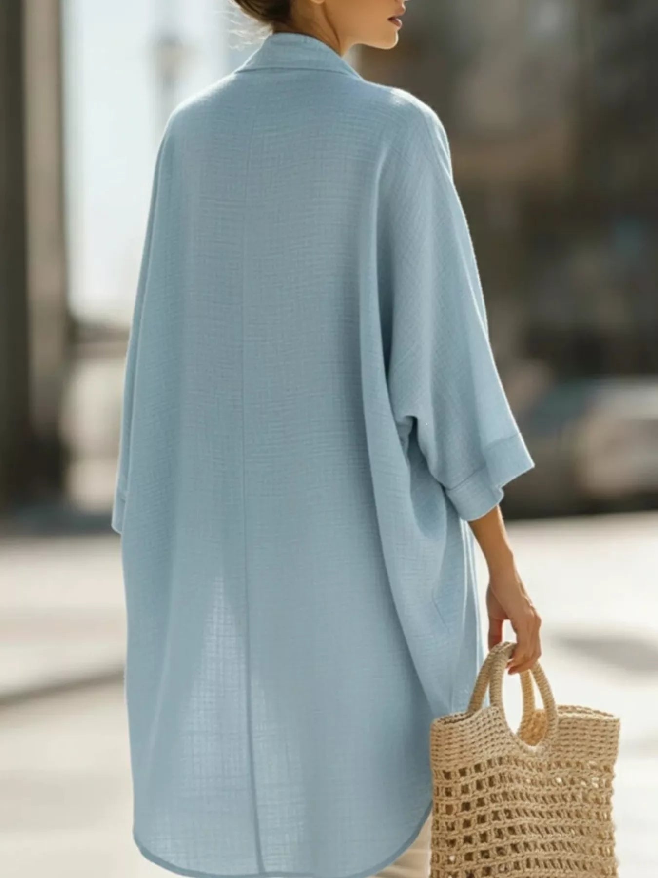 Full Size Open-Front Cardigan and Matching Tank Top Set Plus Size