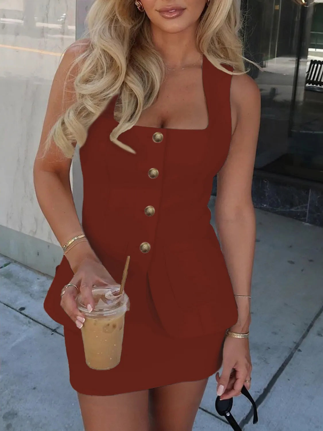 Square Neck Tank and Skirt Set