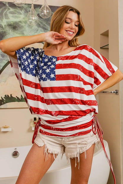 American Flag Printed Knit Top