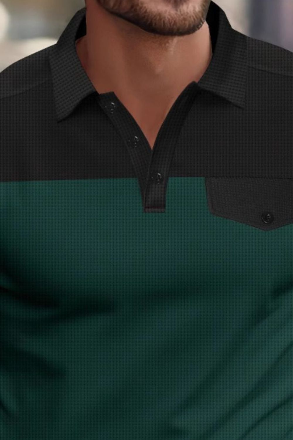 Men's Full Size Waffle-Knit Polo