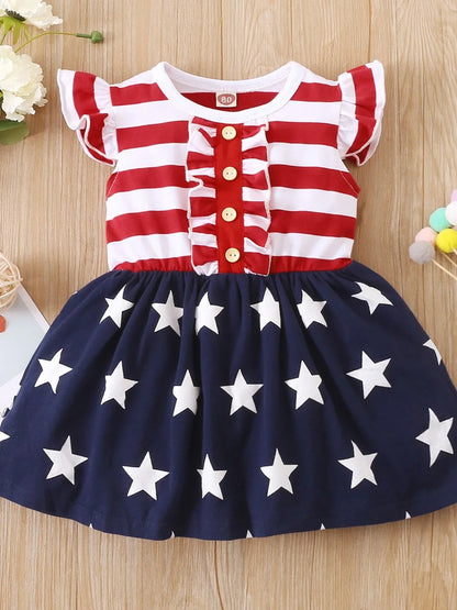 Striped & Stars Kids Cap Sleeve Dress