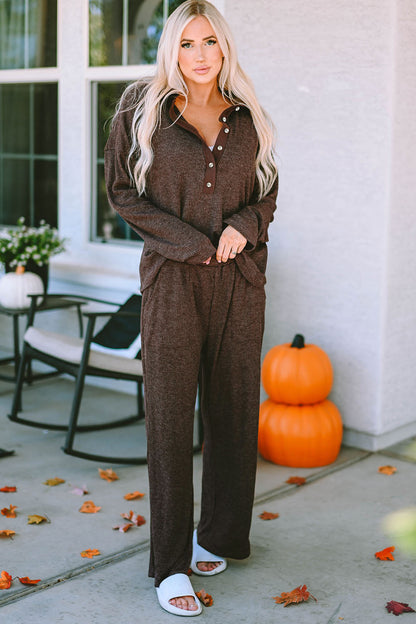 Buttoned Long Sleeve Lounge Set