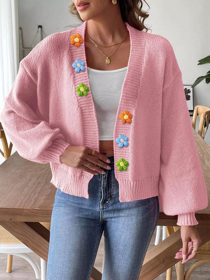 Flower Open Front Cardigan