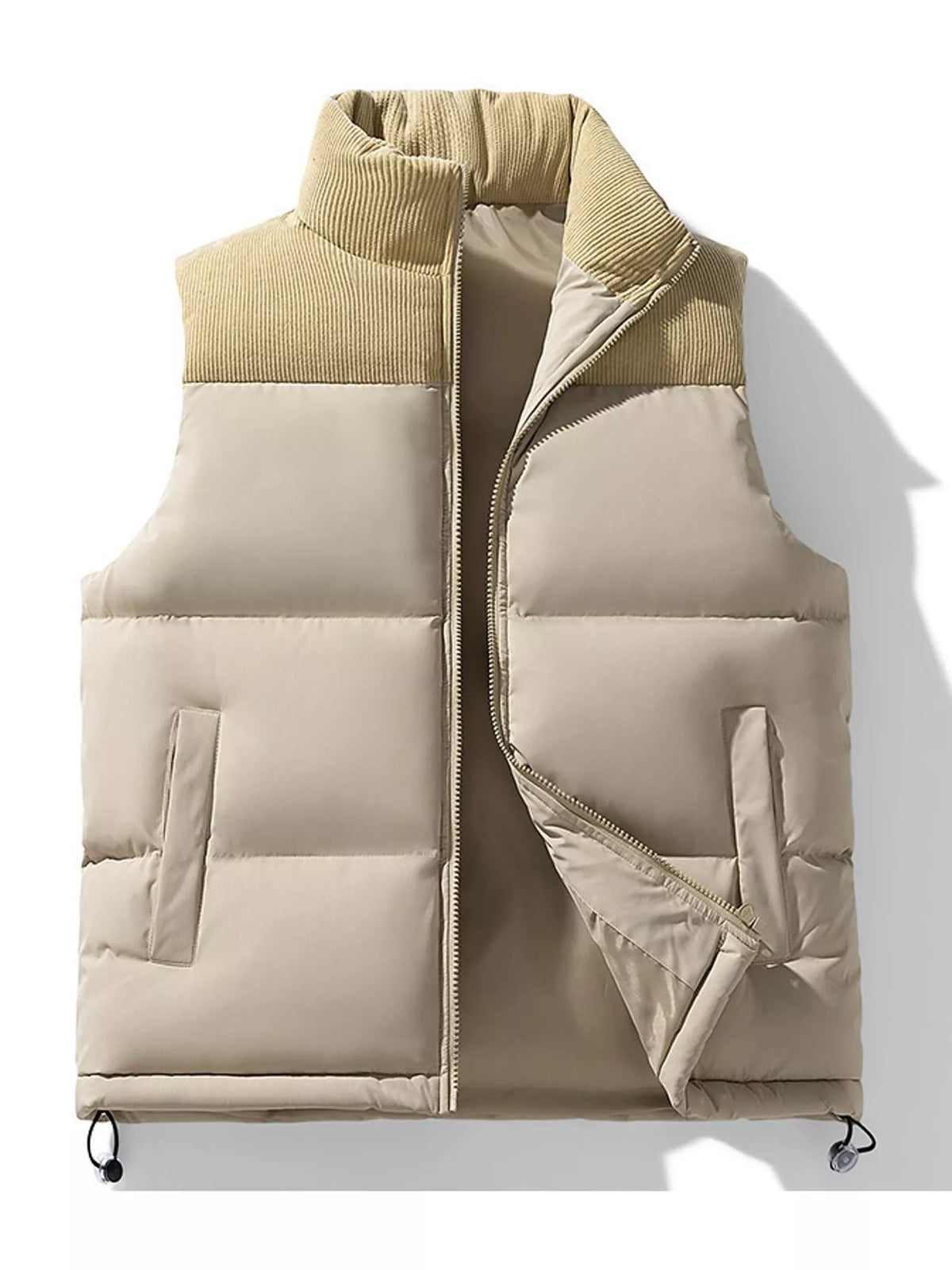 Men's oversized corduroy patchwork puffer vest