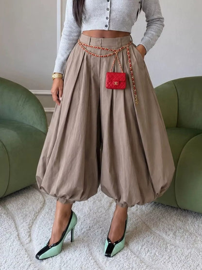 High-Waisted Ruched Balloon Pants