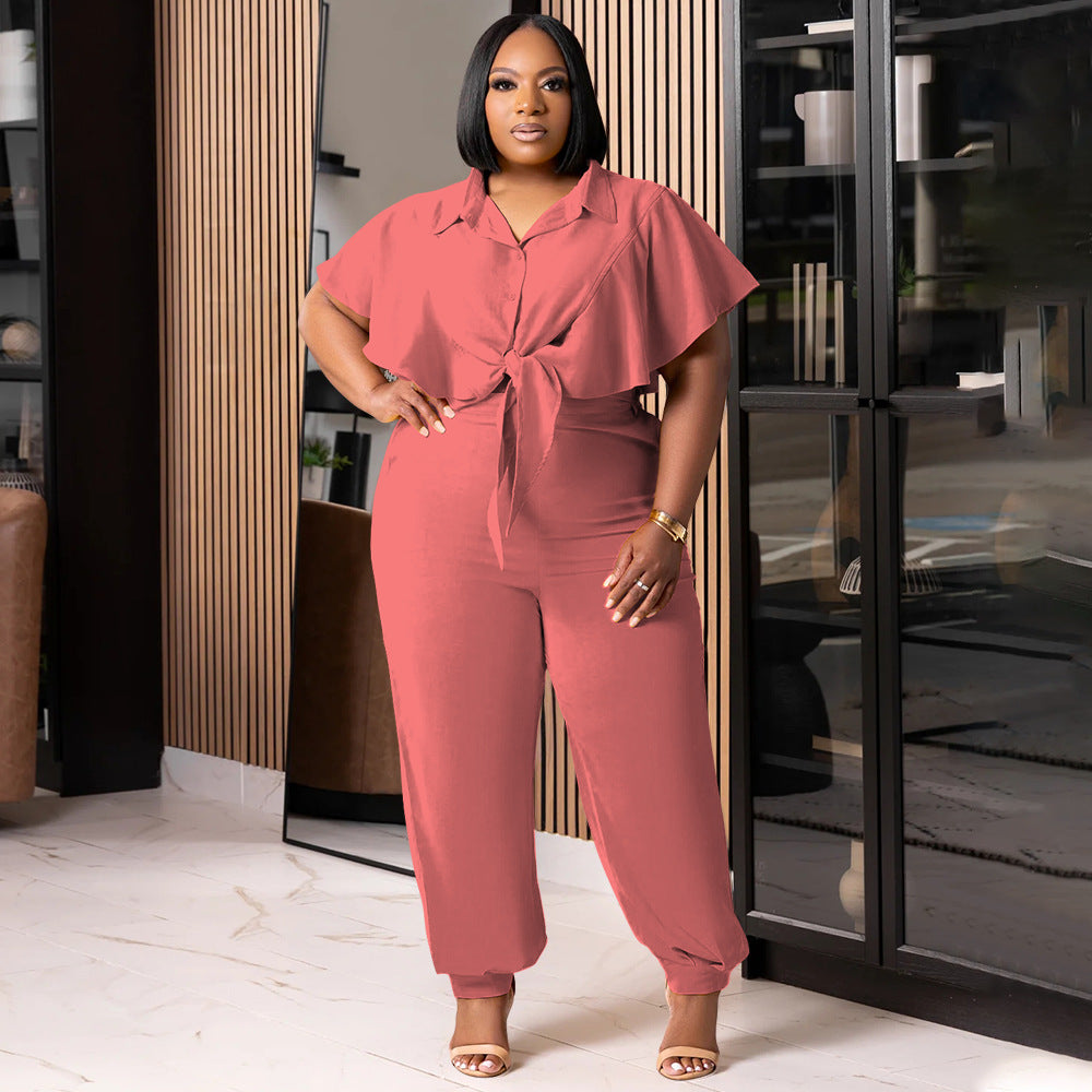 Fashionable Casual Plus Size Two-Piece Set