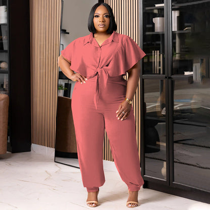 Fashionable Casual Plus Size Two-Piece Set