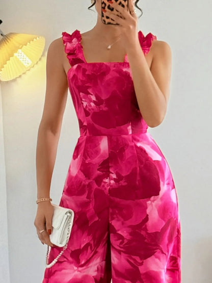 Floral Print Wide Leg Jumpsuit