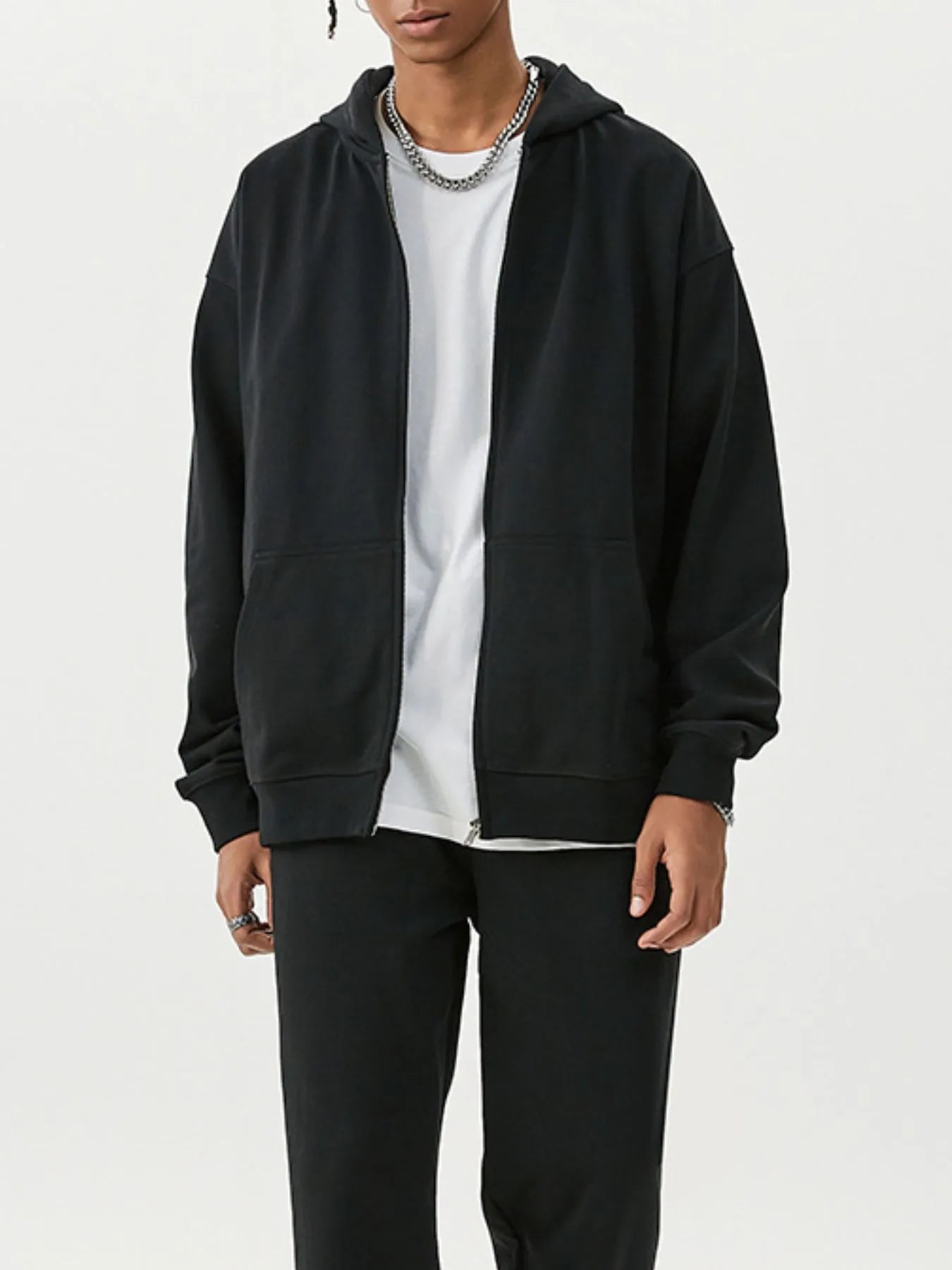 Men's Full Size Zip Up Long Sleeve Hoodie