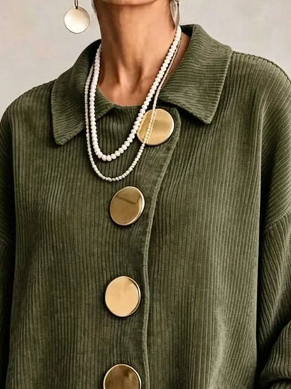 Ribbed knit gold-button cardigan, view 17
