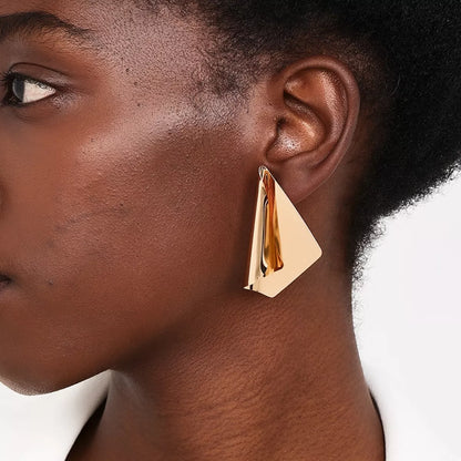 18K Gold-Plated Triangle Earrings