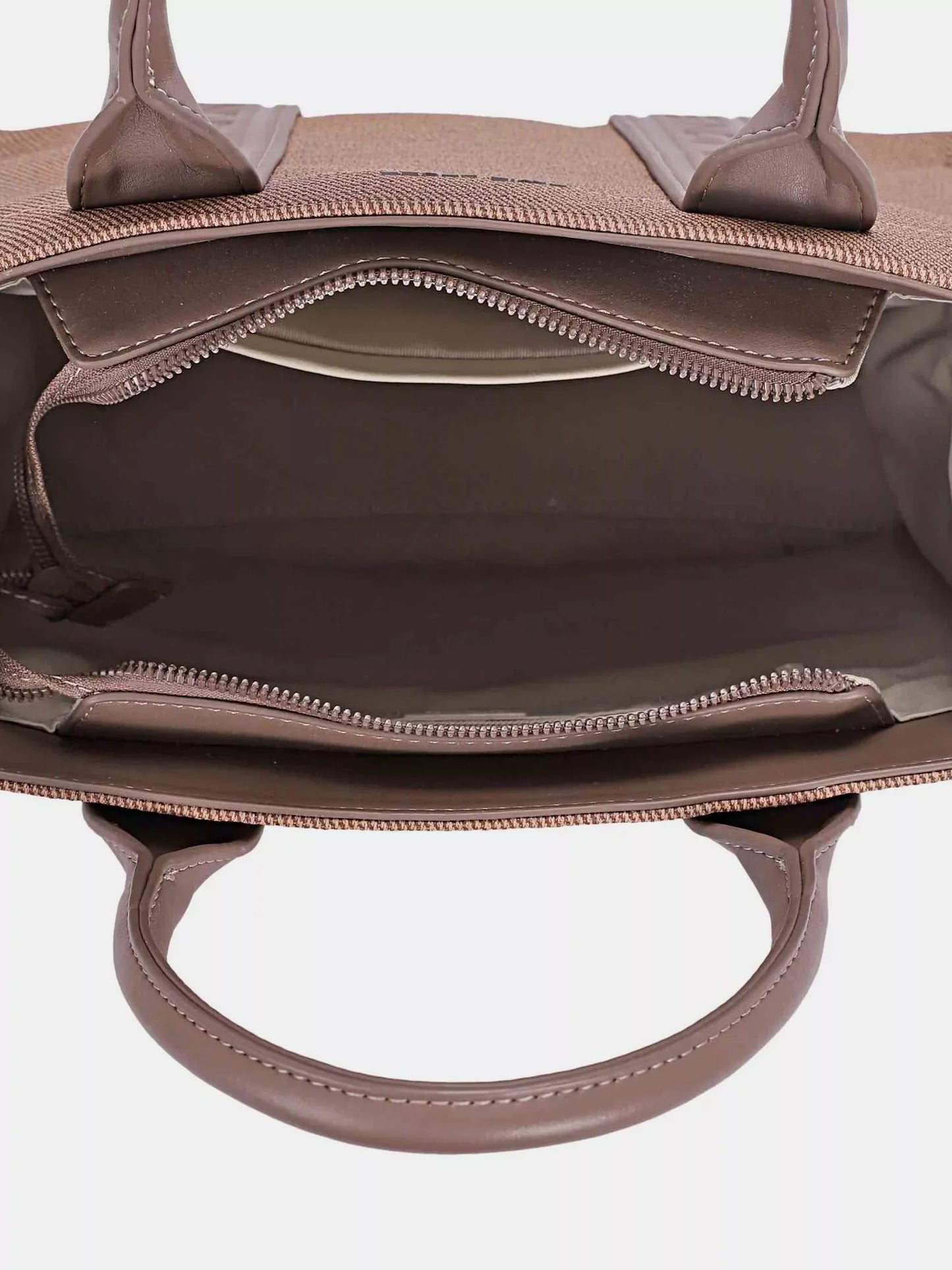 Canvas Tote Handbag with Contrast Leather Handles