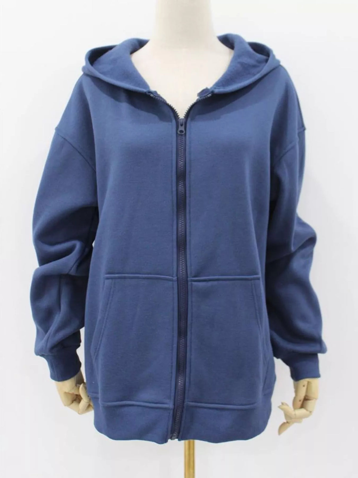 Curvy Women's Oversized Zip-Up Hoodie with Pockets