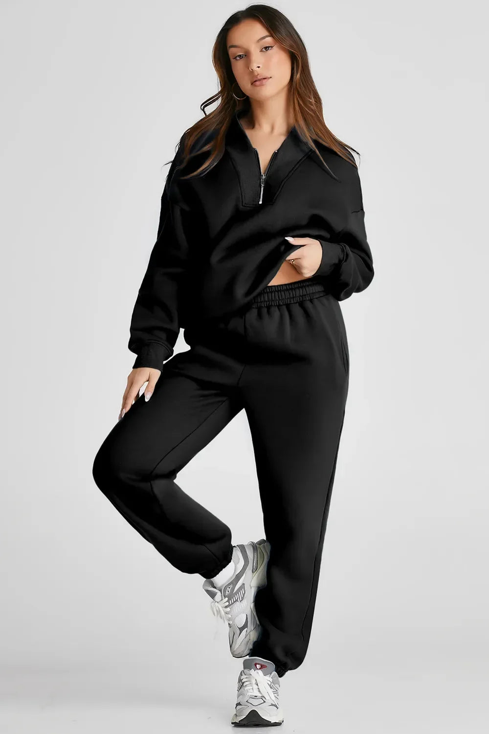 Quarter Zip Long Sleeve Top & Pants Set