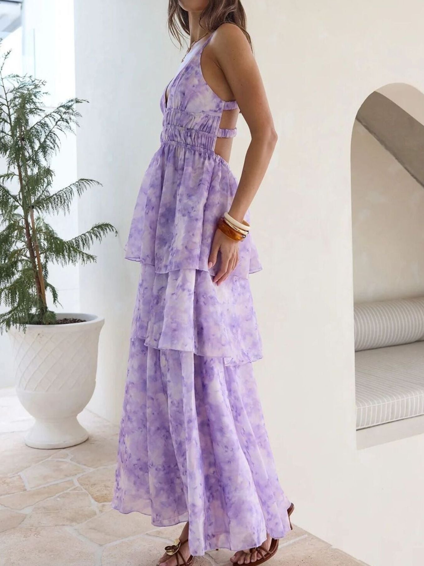 Tie-Dye Ruffled Layered Dress