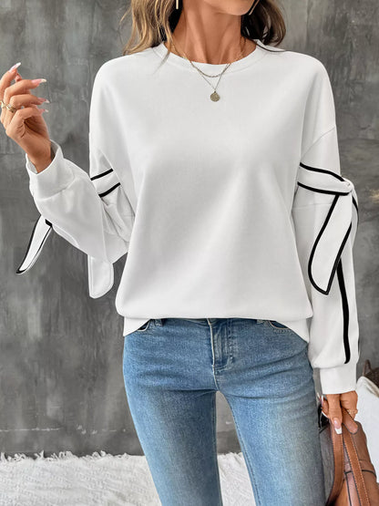 Side Striped Round Neck Sweatshirt