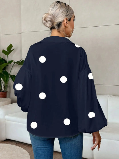Polka Dot Balloon Sleeve Blouse