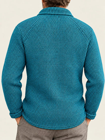 Men's Slim-Fit Knit Stand-Collar Cardigan with Pockets