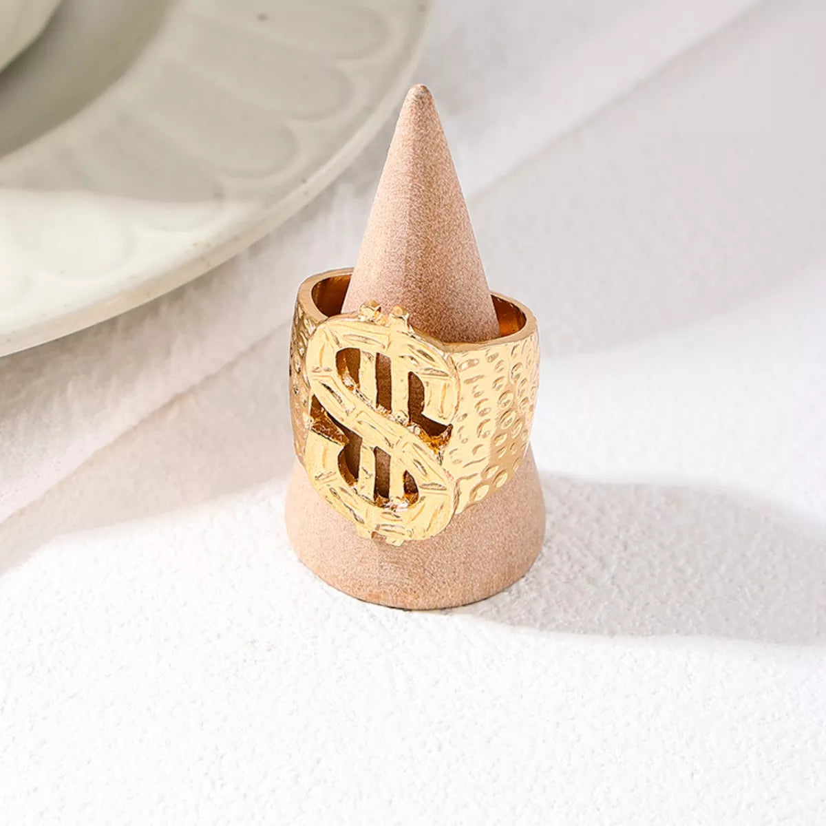 18K Gold-Plated Dollar Sign Ring