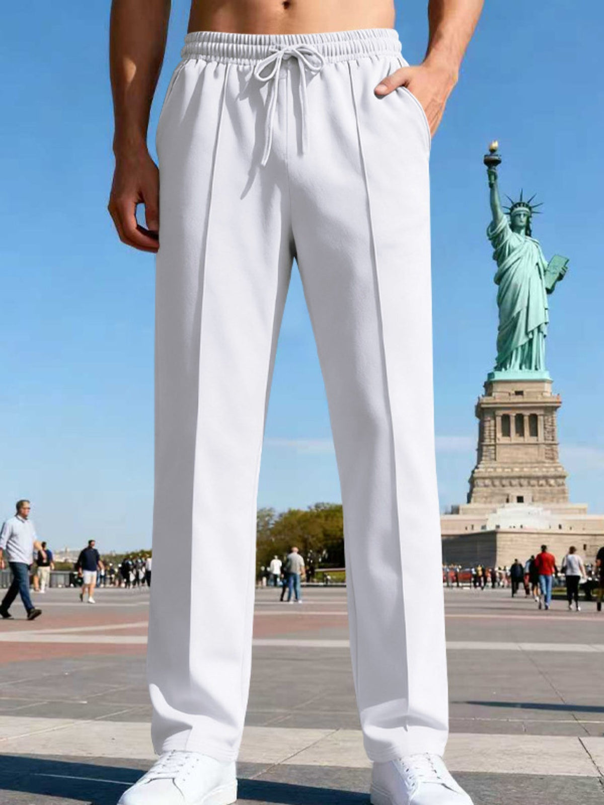 Men's Plus Size Drawstring Straight Leg Pants