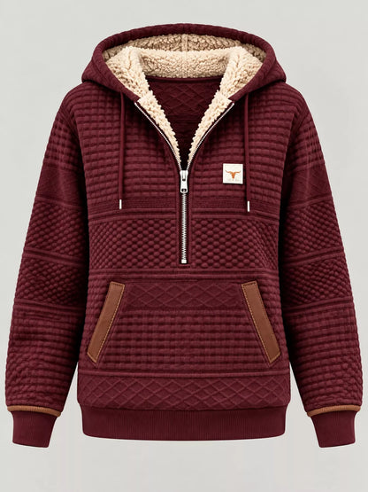 Plus size half-zip textured hoodie, view 8