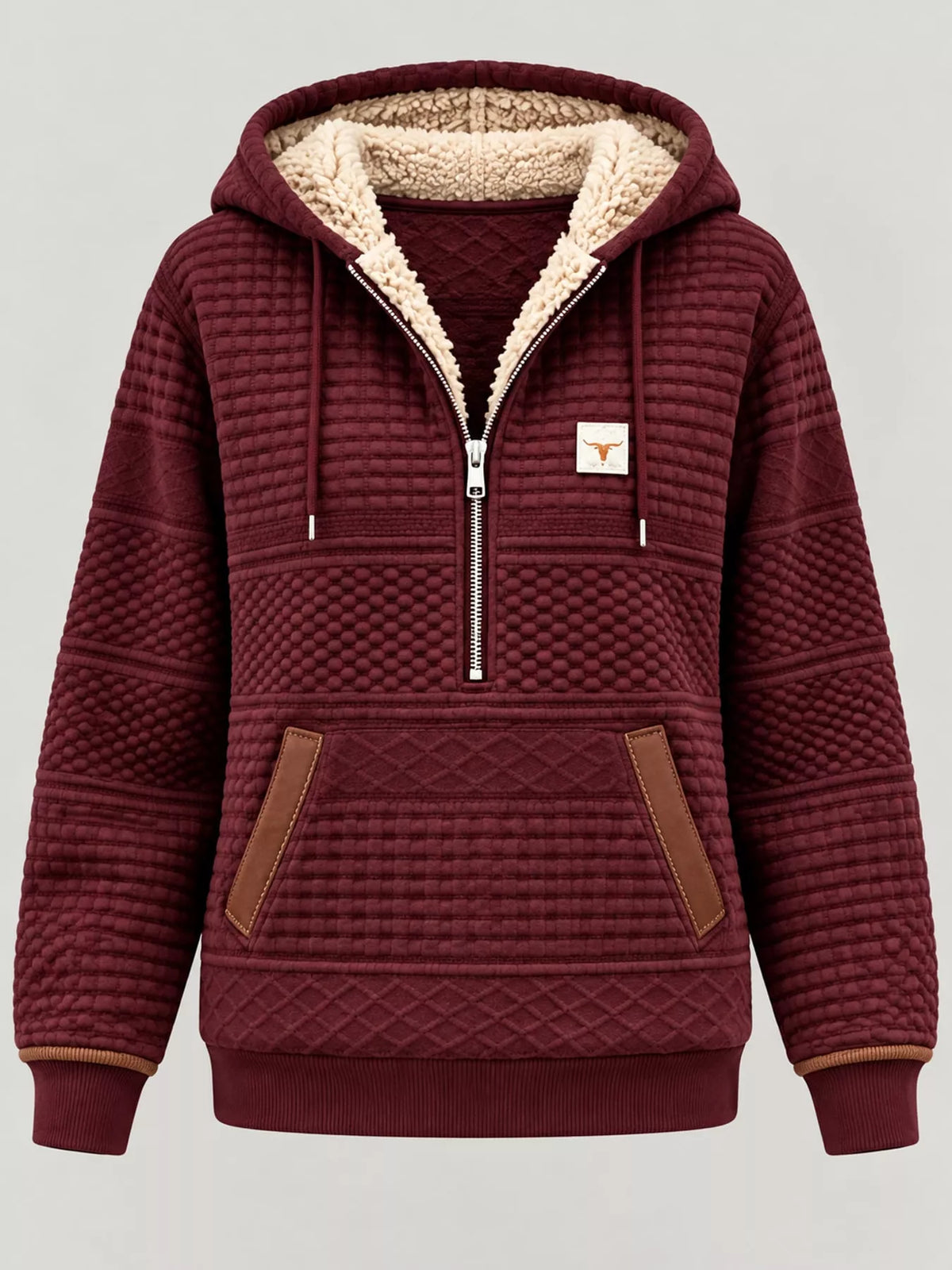 Half-zip textured hoodie, view 8