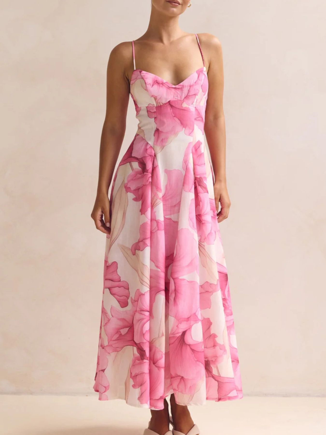 Floral Print Spaghetti Strap Midi Dress