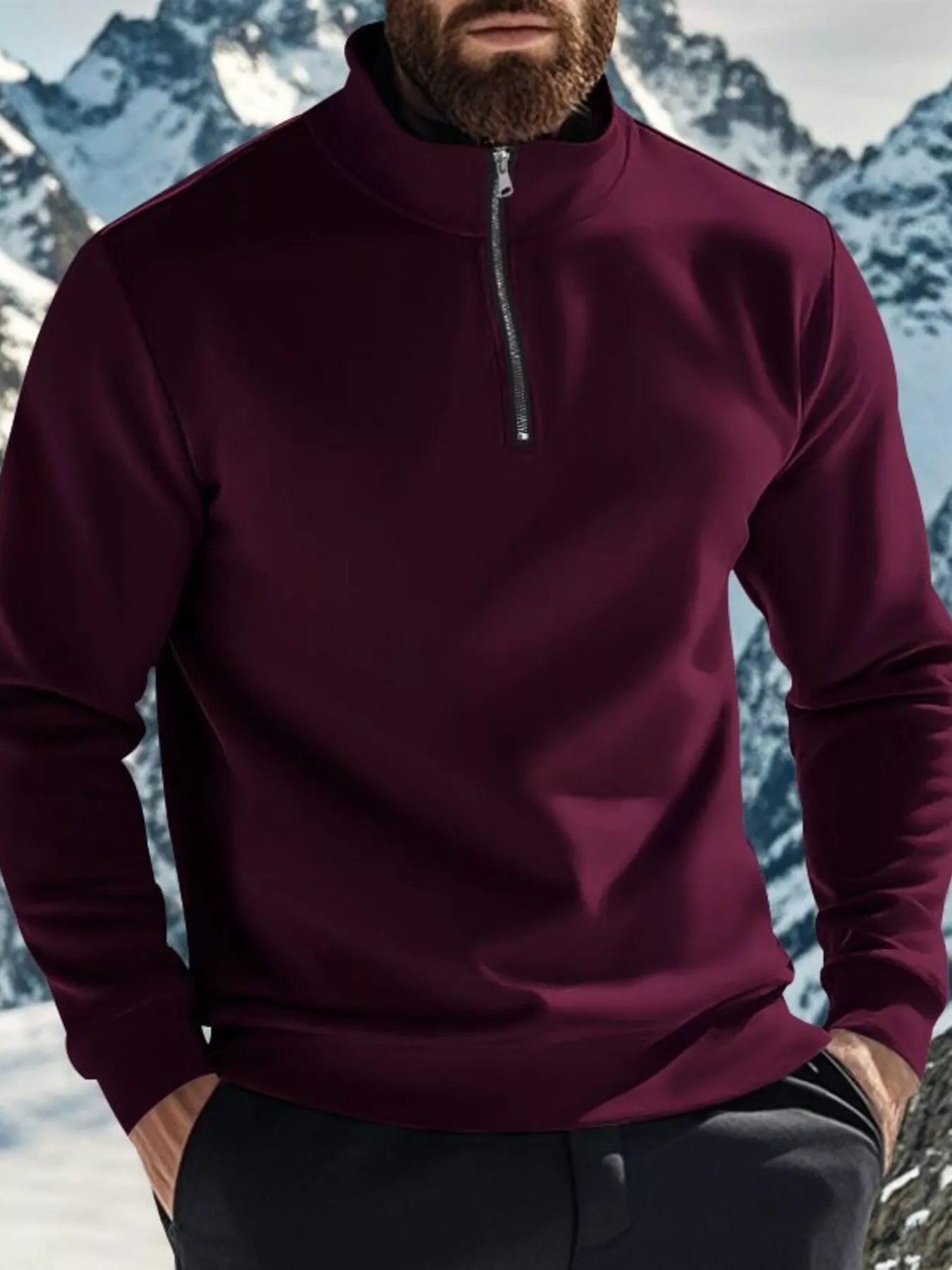 Men's Full Size Solid Color Zip Sweatshirt