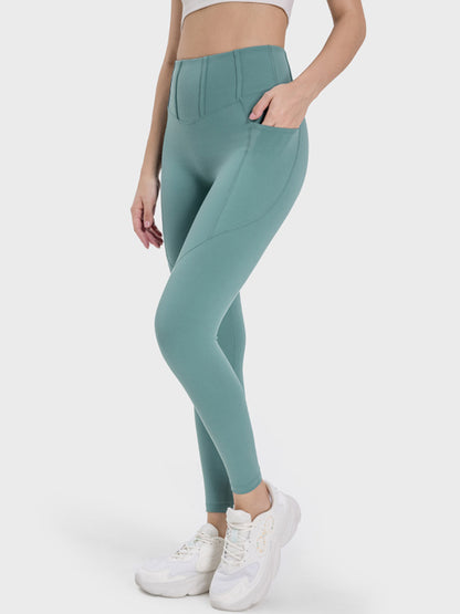 Pocketed High Waist Active Leggings - MONLANE