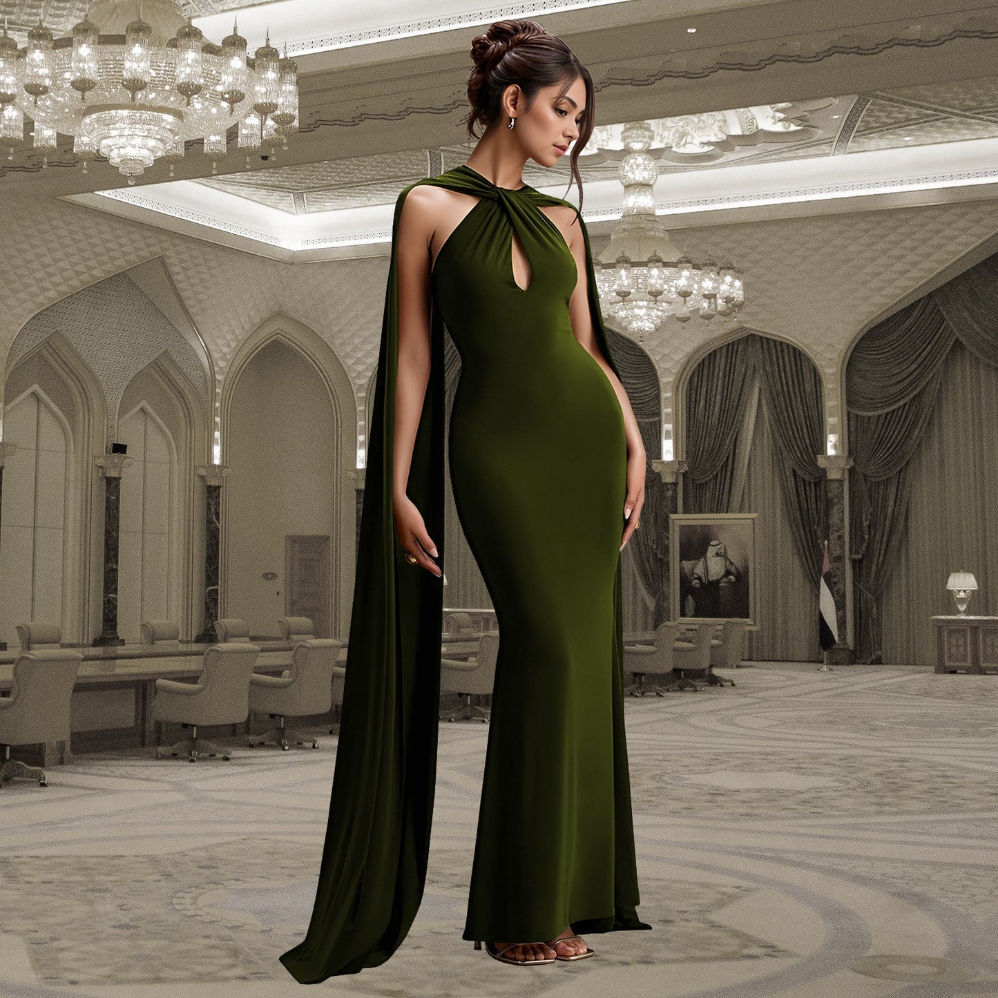 Ribbon solid color dress