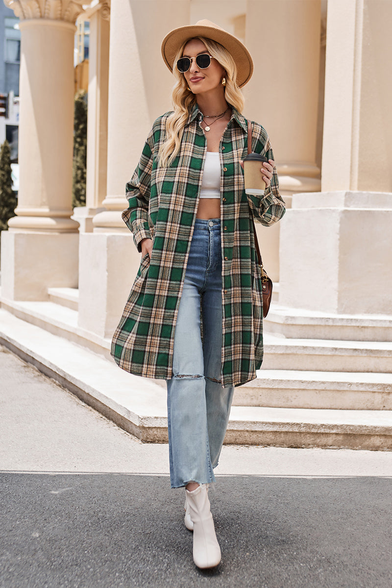 Plaid Long Sleeve Coat