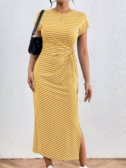 Striped Tie-Waist Midi Dress