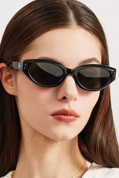 Black acetate oval sunglasses, view 2