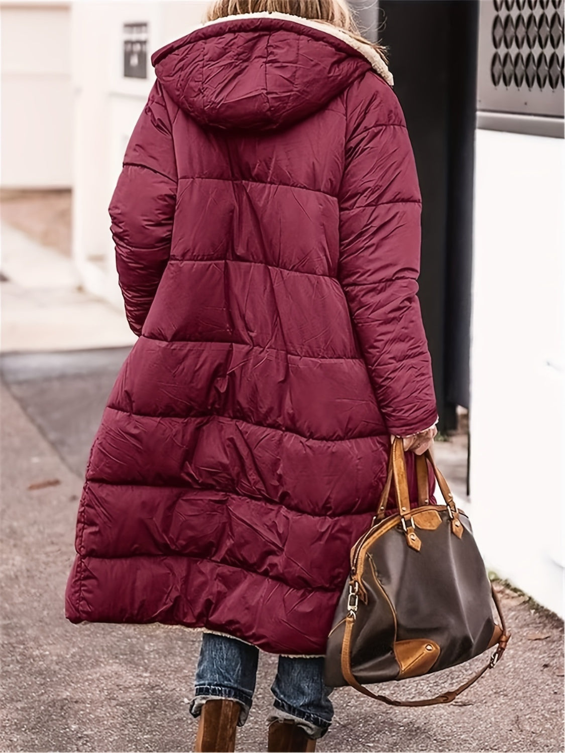Plus Size Zip Up Hooded Coat