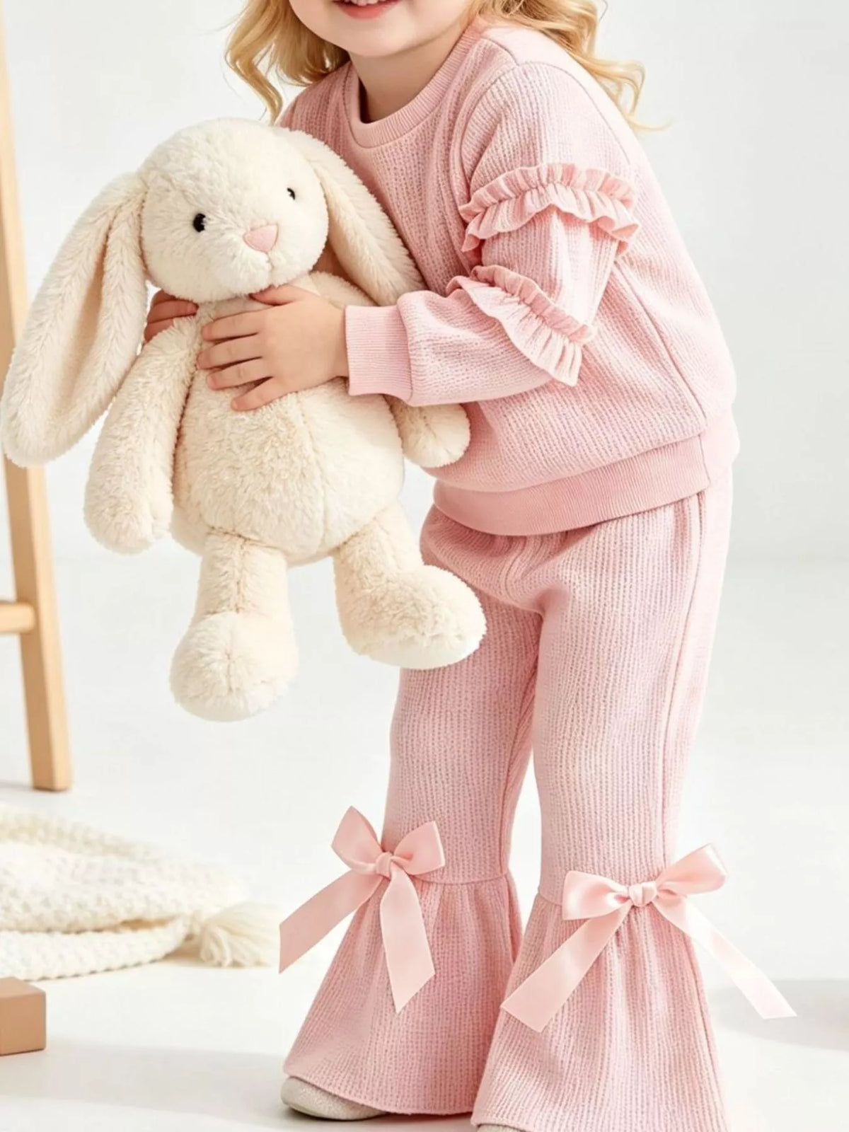 Ruffle top and flare pant set, view 5