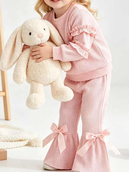 Ruffle top and flare pant set, view 5