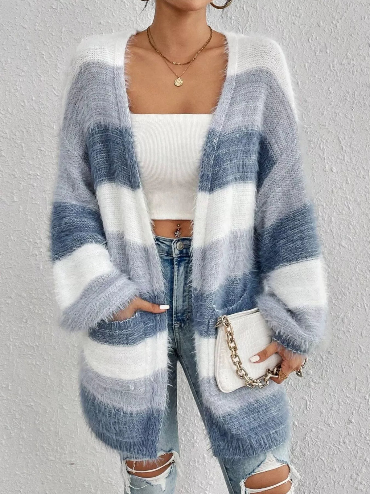 Striped oversized cardigan, view 2
