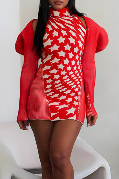 Puff Shoulder Polka Dot Mini Dress