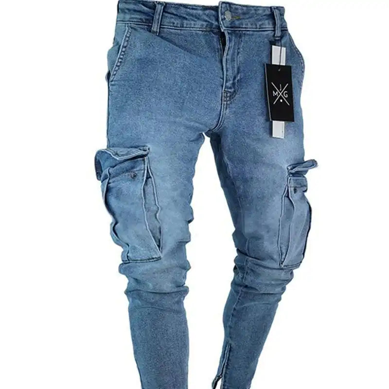 Men Plus Size Pocket Zipper Jeans