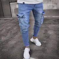 Men Plus Size Pocket Zipper Jeans