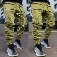 Men Casual Multi-Pocket Color Blocking Pants