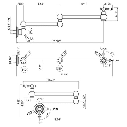 Folding faucet  Pot Filler Faucet Wall Mount