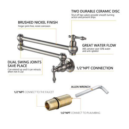 Folding faucet  Pot Filler Faucet Wall Mount
