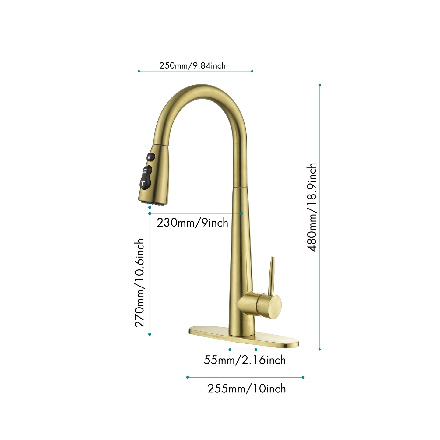 Gold Kitchen Faucets with Pull Down Sprayer